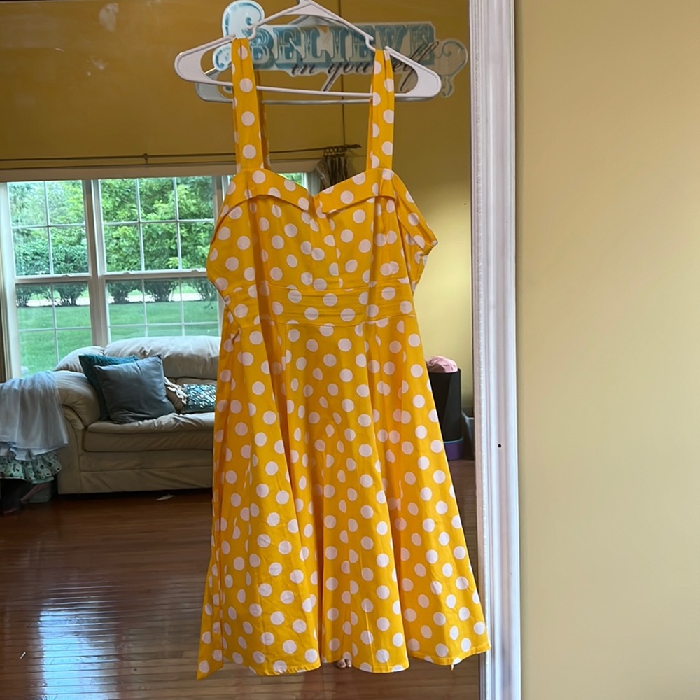 Yellow polka dot pin up dress